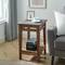 Walker Edison 18" Dark Concrete & Reclaimed Barnwood Farmhouse Trim Side Table
